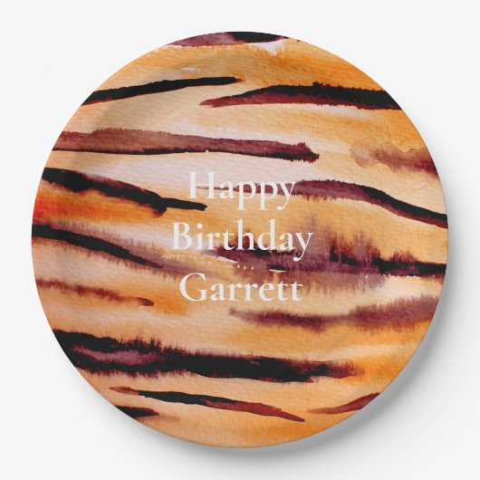 Orange Black Tiger Animal Print Pappteller (Vorderseite)