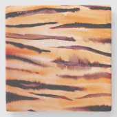 Orange Black Tiger Animal Print Steinuntersetzer (Vorderseite)