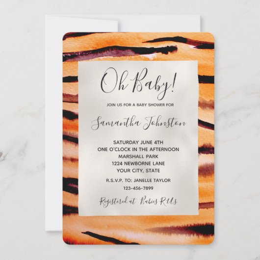 Orange Black Tiger Einladung (Vorderseite)