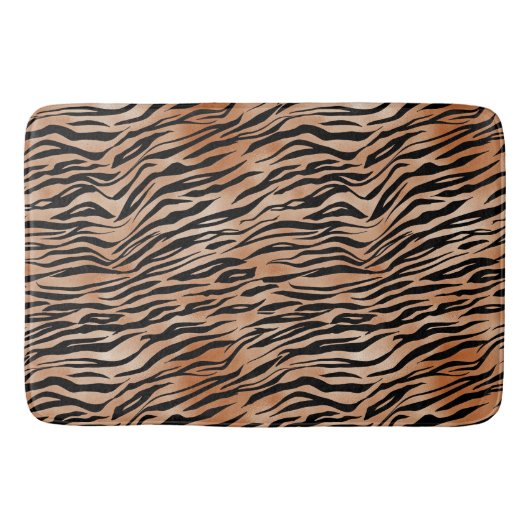 Orange Black Tiger Print Badematte (Vorderseite)