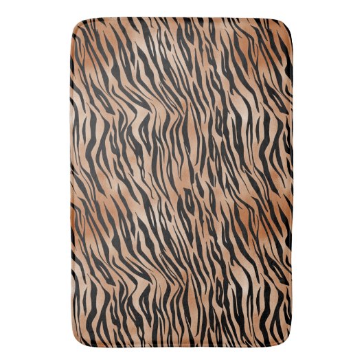 Orange Black Tiger Print Badematte (Vorderseite Vertikal)