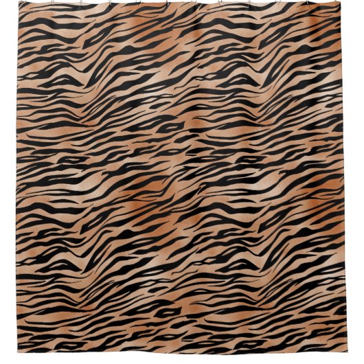 Orange Black Tiger Print Duschvorhang (Vorderseite)