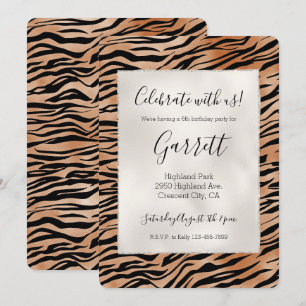 Orange Black Tiger Print Einladung