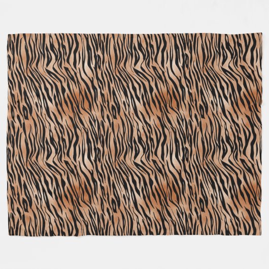 Orange Black Tiger Print Fleecedecke (Vorderseite (Horizontal))