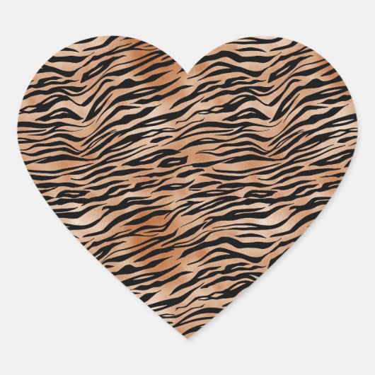 Orange Black Tiger Print Herz-Aufkleber (Vorderseite)