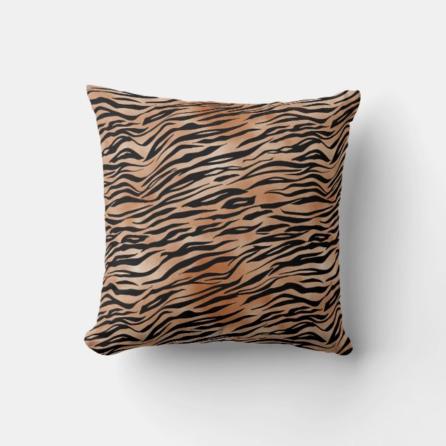 Orange Black Tiger Print Kissen (Vorderseite)