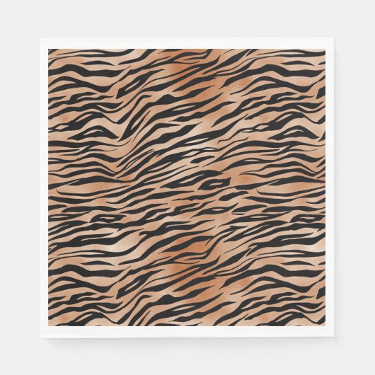 Orange Black Tiger Print Serviette (Vorderseite)