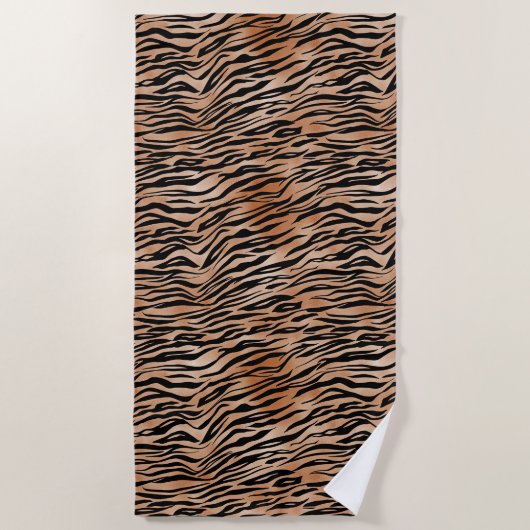Orange Black Tiger Print Strandtuch (Vorderseite)