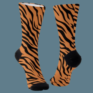 Orange & Black Tiger Streifen Crew Socken – Bold