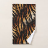 Orange Black Tiger Stripes Animal Print Badhandtuch Set (Handtuch)