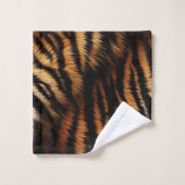 Orange Black Tiger Stripes Animal Print Badhandtuch Set (Waschlappen)
