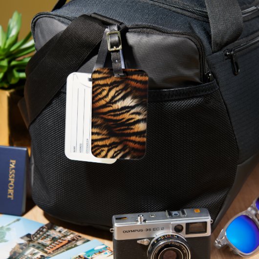 Orange Black Tiger Stripes Animal Print Gepäckanhänger (Vorderseite & Rückseite)