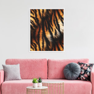 Orange Black Tiger Stripes Animal Print Leinwanddruck