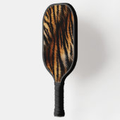 Orange Black Tiger Stripes Animal Print Pickleball Schläger (Links)