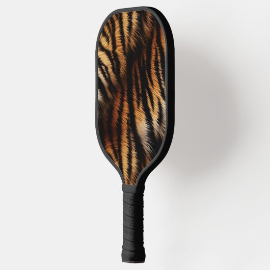 Orange Black Tiger Stripes Animal Print Pickleball Schläger (Links)