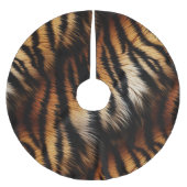 Orange Black Tiger Stripes Animal Print Polyester Weihnachtsbaumdecke (Vorderseite)