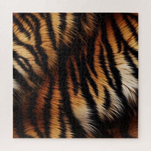 Orange Black Tiger Stripes Animal Print Puzzle (Vertikal)