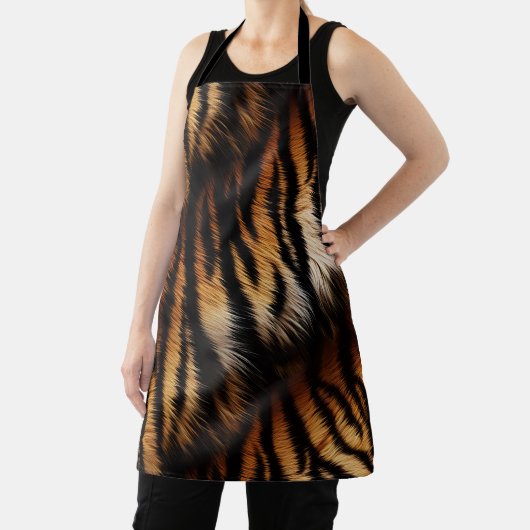 Orange Black Tiger Stripes Animal Print Schürze (InSitu)