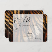 Orange Black Tiger Stripes Animal Wedding RSVP Begleitkarte (Vorne/Hinten)