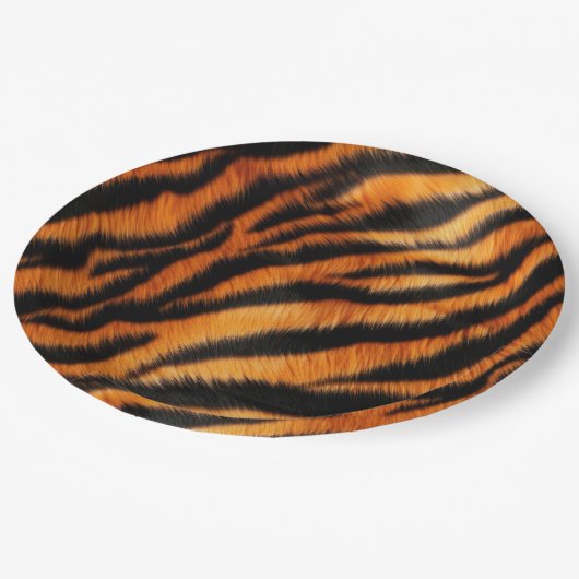 Orange Black Tiger Stripes Pappteller (Schrägansicht)