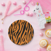 Orange& Black Tiger Stripes Pattern Animal Print Pappteller (Party)