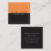 Orange Black Two Tone mit weißer Grenze Quadratische Visitenkarte (Vorne/Hinten)