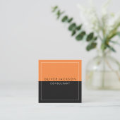 Orange Black Two Tone mit weißer Grenze Quadratische Visitenkarte (Stehend Vorderseite)