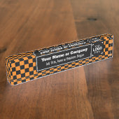 Orange & Black überprüft - Moderner Business Style Namensplakette (Seite)