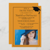 Orange Black Uni Trunk Party Foto laden Einladung (Vorne/Hinten)
