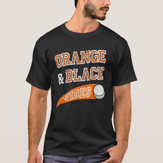 Orange & Black Vibes Hockey Team Fan T-Shirt (Vorderseite)