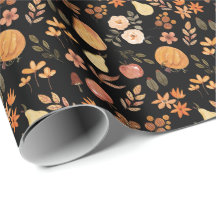 Orange & Black Watercolor Pumpkin Herbstmuster