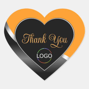 Orange Black Wavy Silver mit Logo Niedlich Vielen Herz-Aufkleber