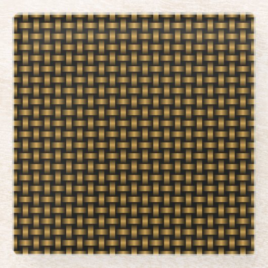 Orange Black Weave Pattern Glasuntersetzer (Vorderseite)