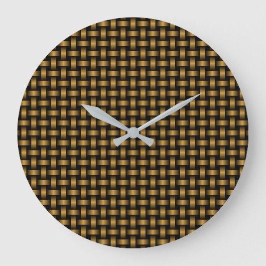 Orange Black Weave Pattern Große Wanduhr (Vorderseite)