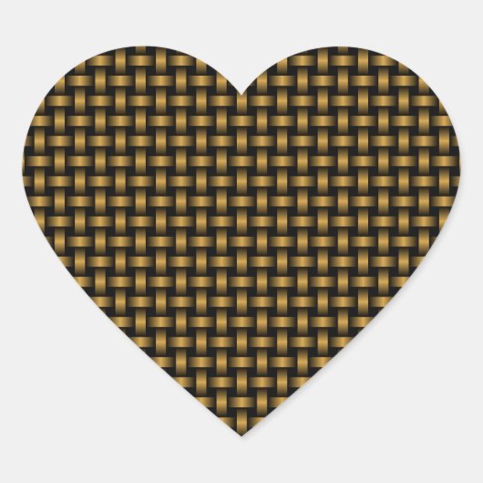 Orange Black Weave Pattern Herz-Aufkleber (Vorderseite)