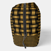 Orange Black Weave Pattern Toilettenbeutel Waschbeutel (Rechts)