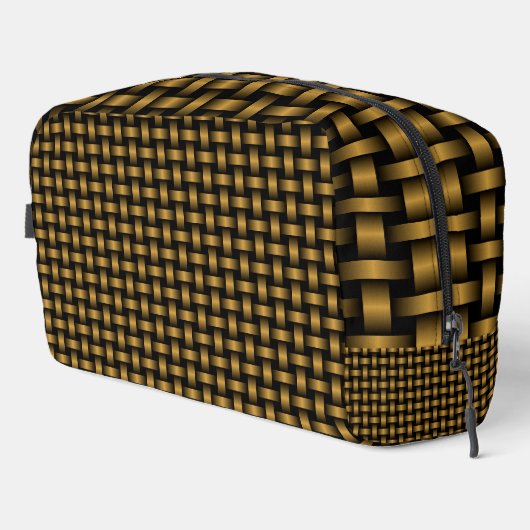 Orange Black Weave Pattern Toilettenbeutel Waschbeutel (Rechte Ecke)