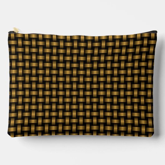 Orange Black Weave Pattern Zubehörtasche (Vorderseite)