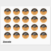 Orange & Black Wedding Skeletons Envelope Label Runder Aufkleber (Blatt)