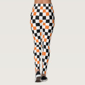Orange Black White Checkered Pattern Design  Leggings (Rückseite)
