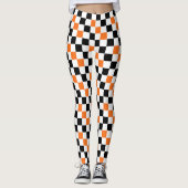 Orange Black White Checkered Pattern Design  Leggings (Vorderseite)