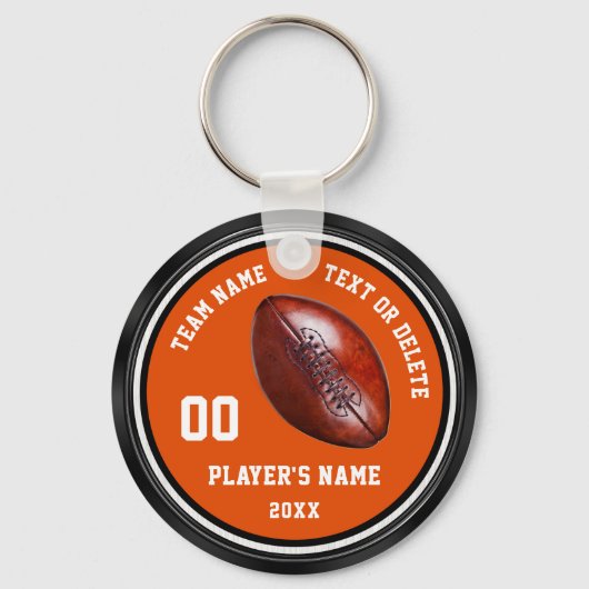 Orange, Black, White Personalized Football Gifts Schlüsselanhänger (Vorderseite)