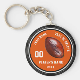 Orange, Black, White Personalized Football Gifts Schlüsselanhänger