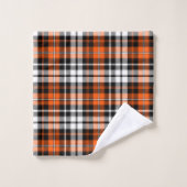 Orange Black White Plaid Tartan Pattern Design  Badhandtuch Set (Waschlappen)