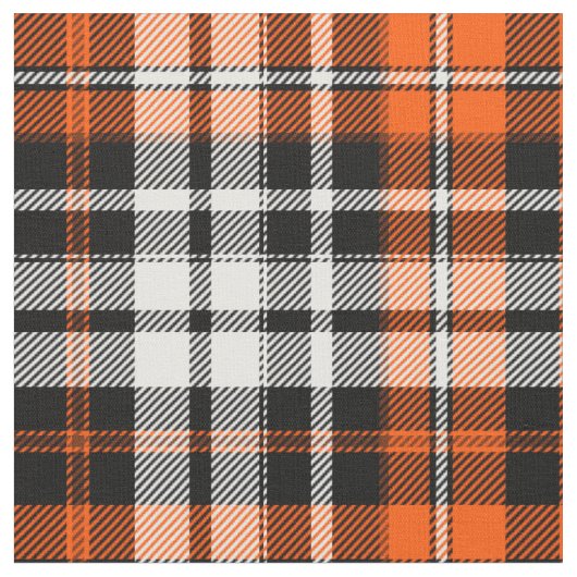 Orange Black White Plaid Tartan Pattern Design  Stoff (Nahaufnahme)