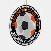 Orange, Black & White Soccer ⚽  Keramik Ornament (Rechts)