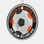 Orange, Black & White Soccer ⚽ Keramik Ornament (Links)