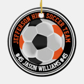 Orange, Black & White Soccer ⚽ Keramik Ornament (Hinten)