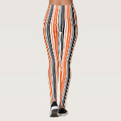 Orange Black White Stripes Pattern Design  Leggings (Rückseite)