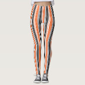 Orange Black White Stripes Pattern Design  Leggings (Vorderseite)